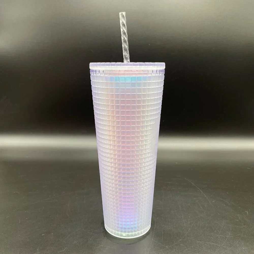 Starbucks 2022 Spring Soft Touch Unicorn Grid Iridescent 24oz Venti Tumbler